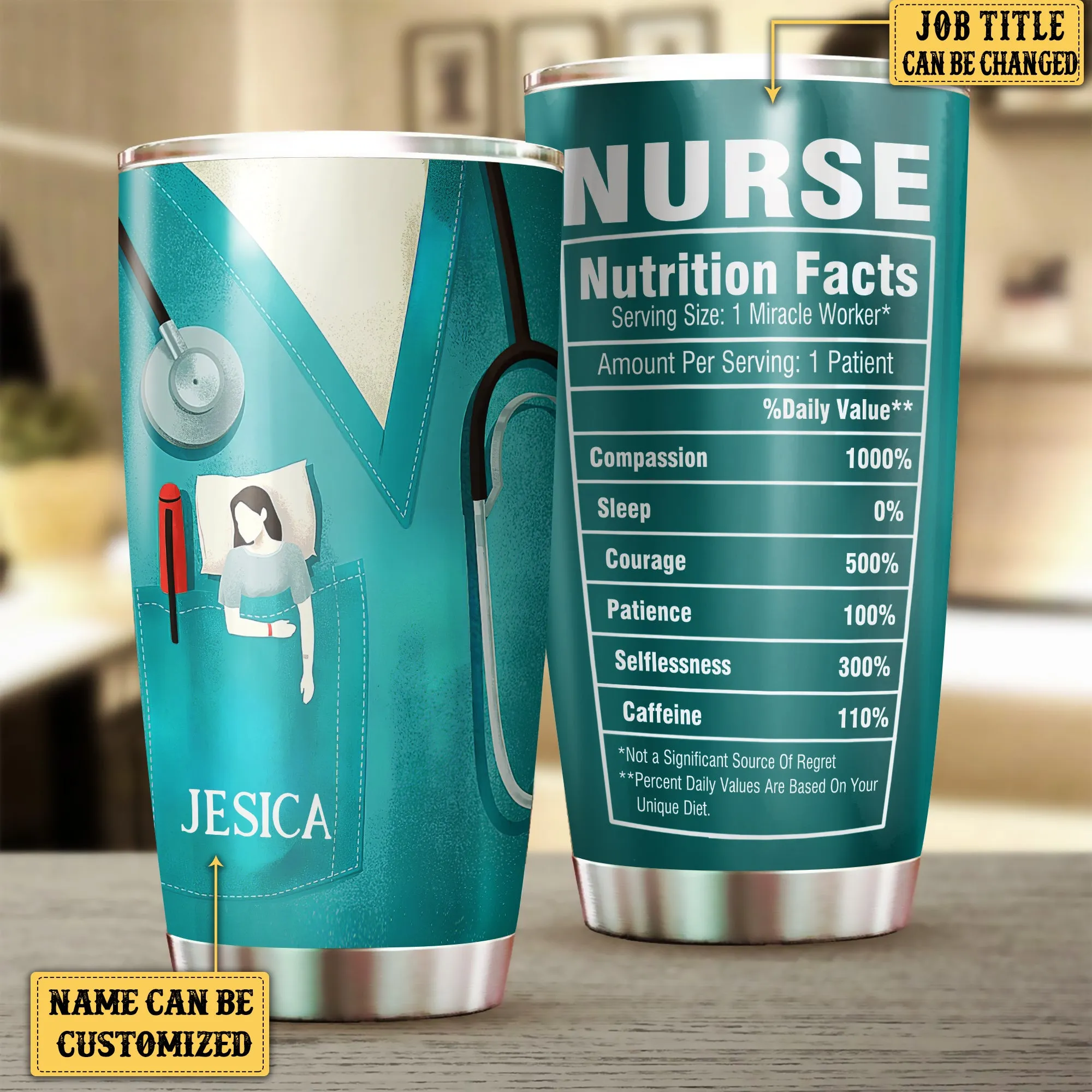 Personalized Nurse Nutritional Facts Tumbler