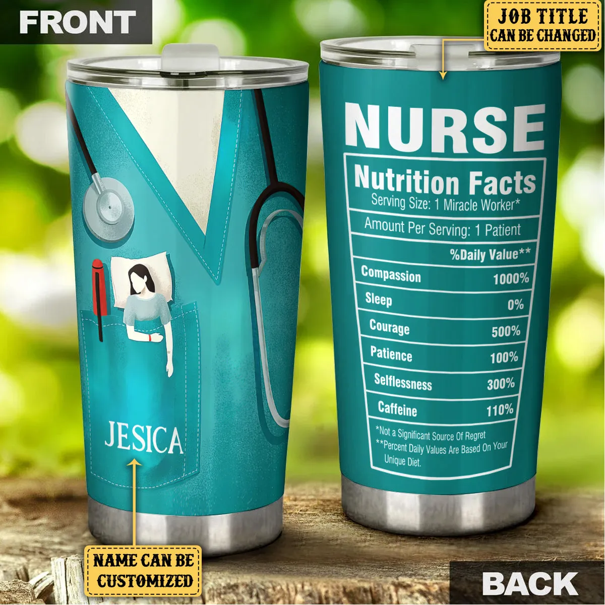 Personalized Nurse Nutritional Facts Tumbler