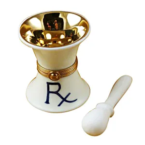 PHARMACY MORTAR AND PESTLE LIMOGES PORCELAIN BOX - Item #1996