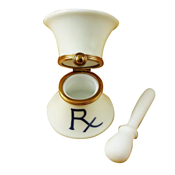 PHARMACY MORTAR AND PESTLE LIMOGES PORCELAIN BOX - Item #1996