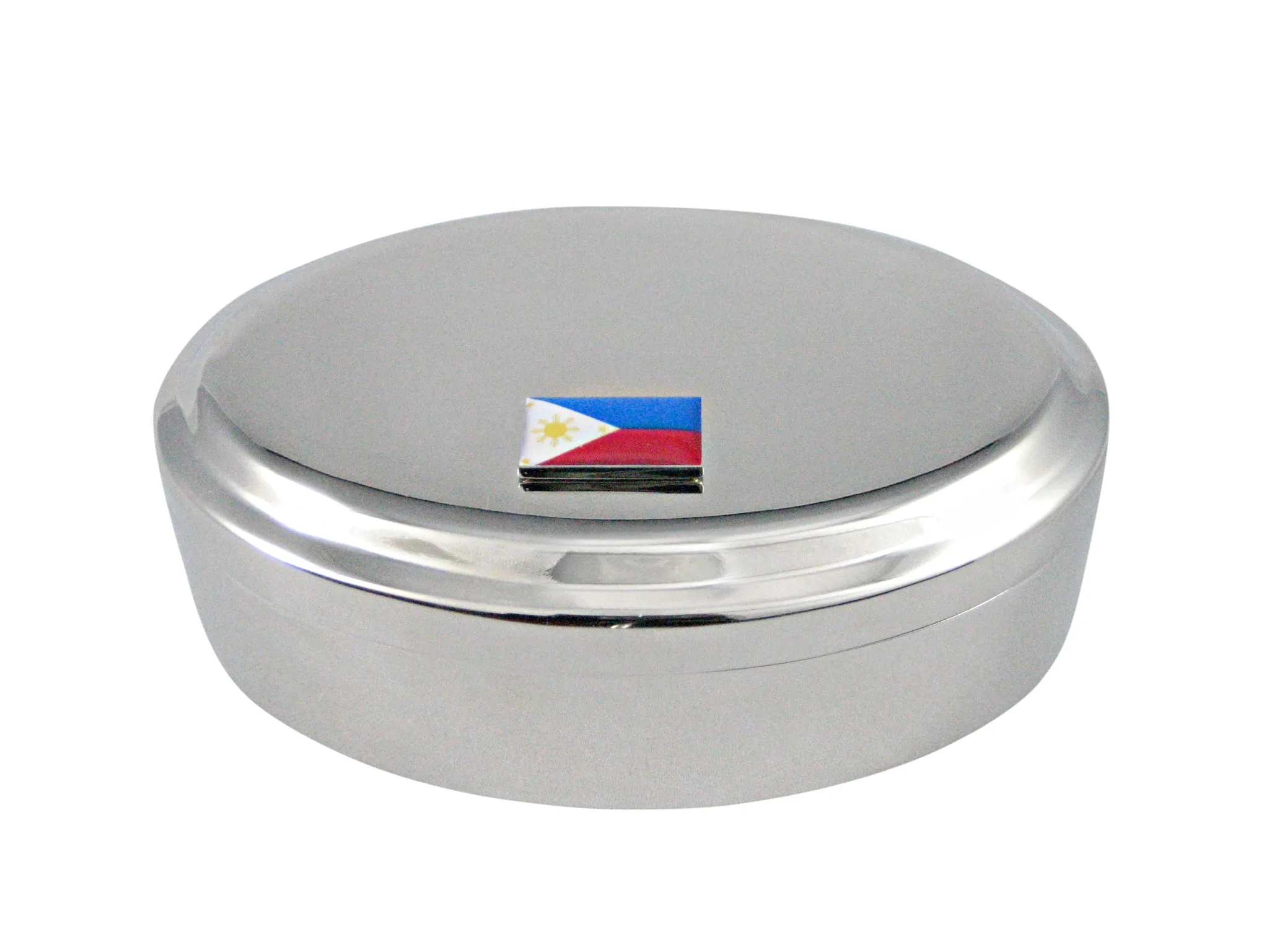 Philippines Flag Pendant Oval Trinket Jewelry Box