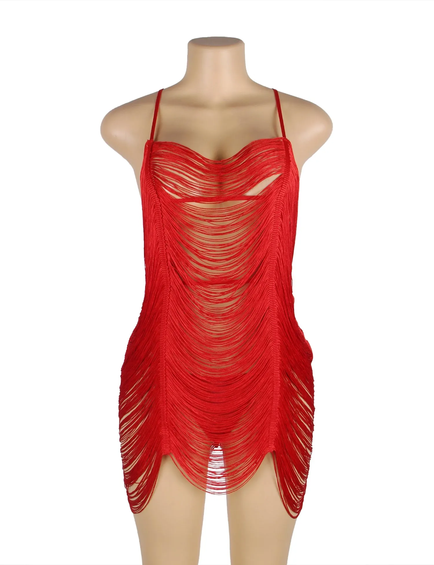 Plus Size Tassel Hollow Sexy Beach Babydoll