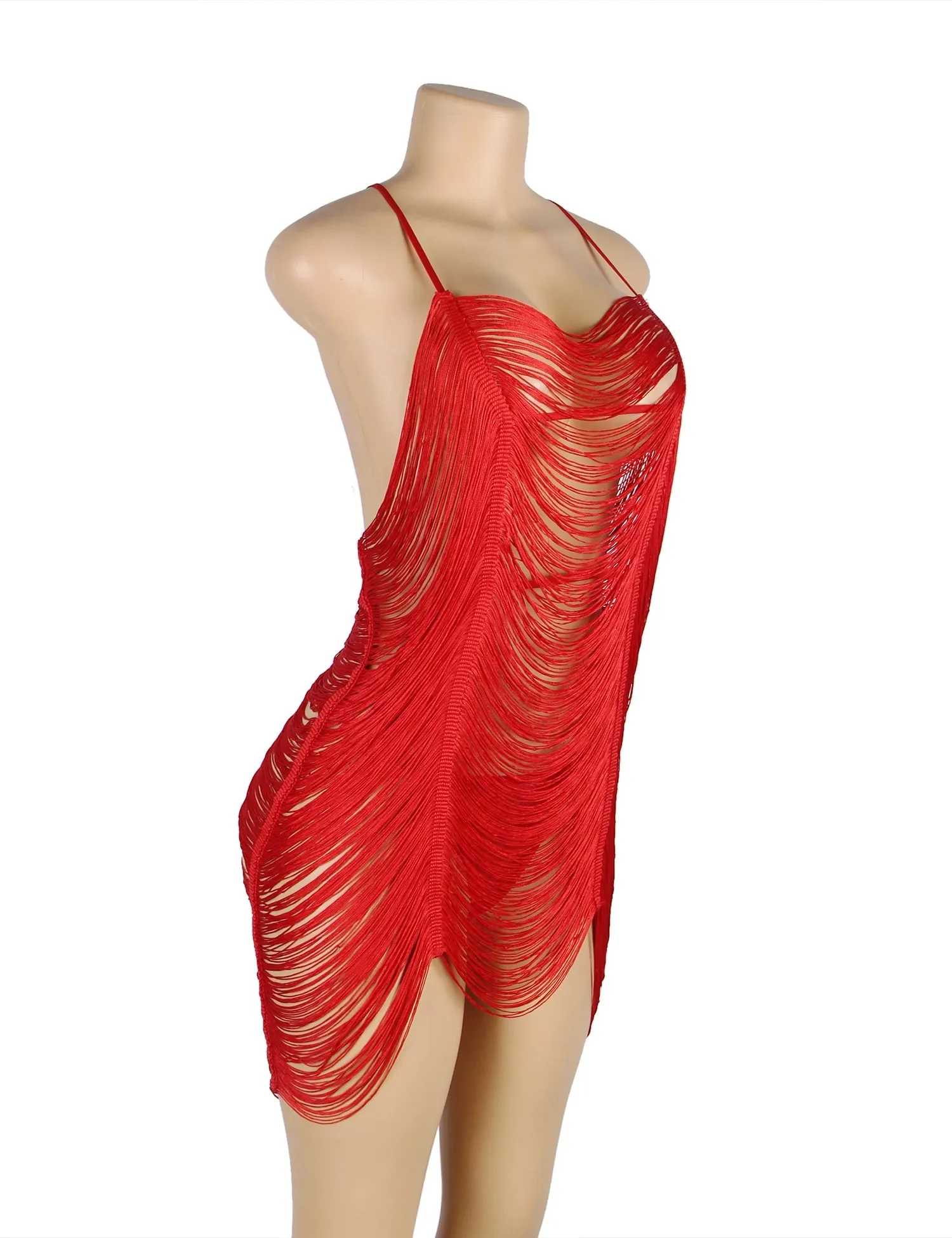 Plus Size Tassel Hollow Sexy Beach Babydoll