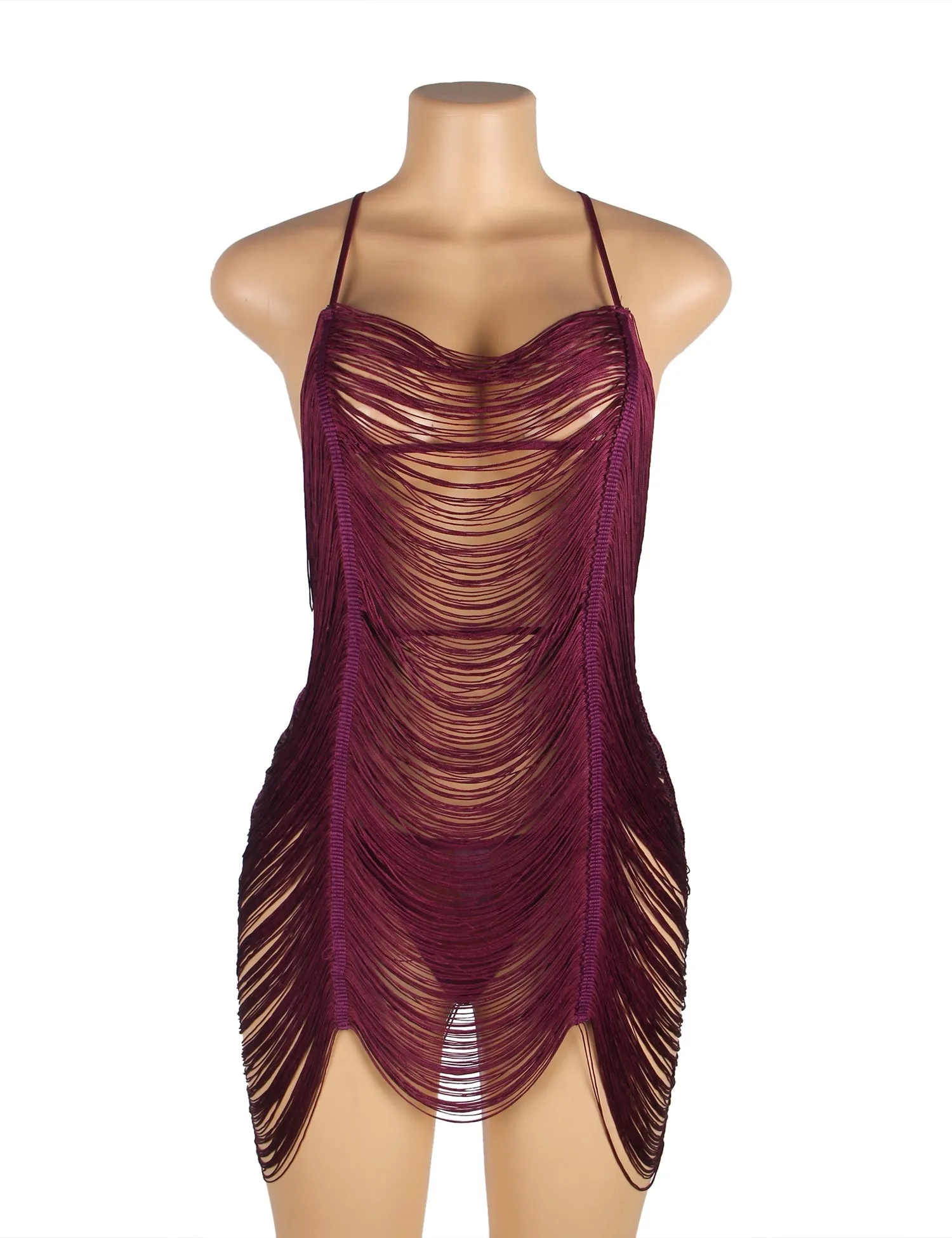 Plus Size Tassel Hollow Sexy Beach Babydoll