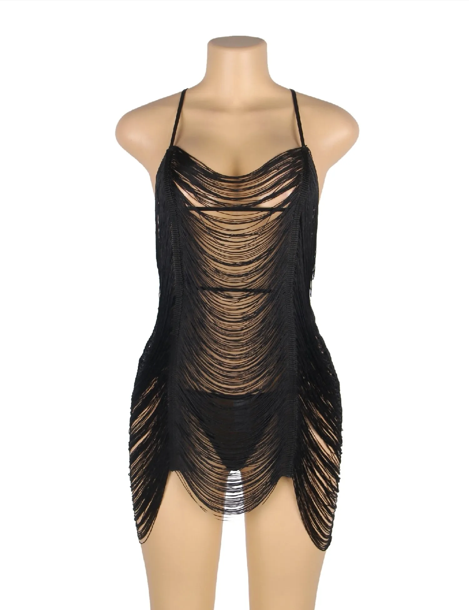 Plus Size Tassel Hollow Sexy Beach Babydoll