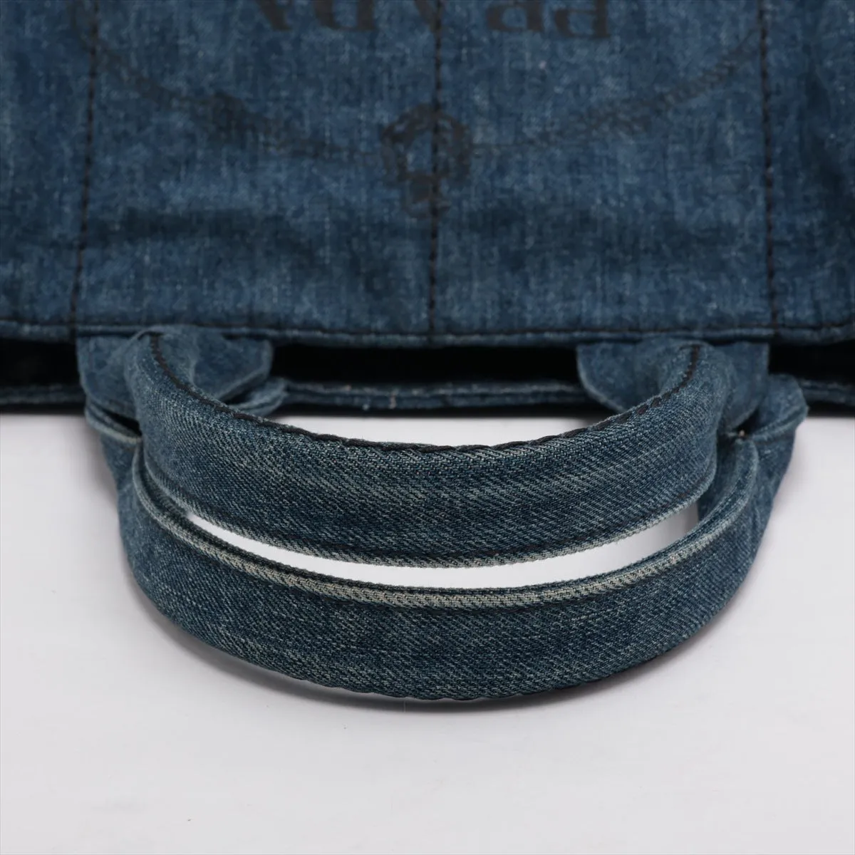 Prada Denim Blue Canapa Logo Tote