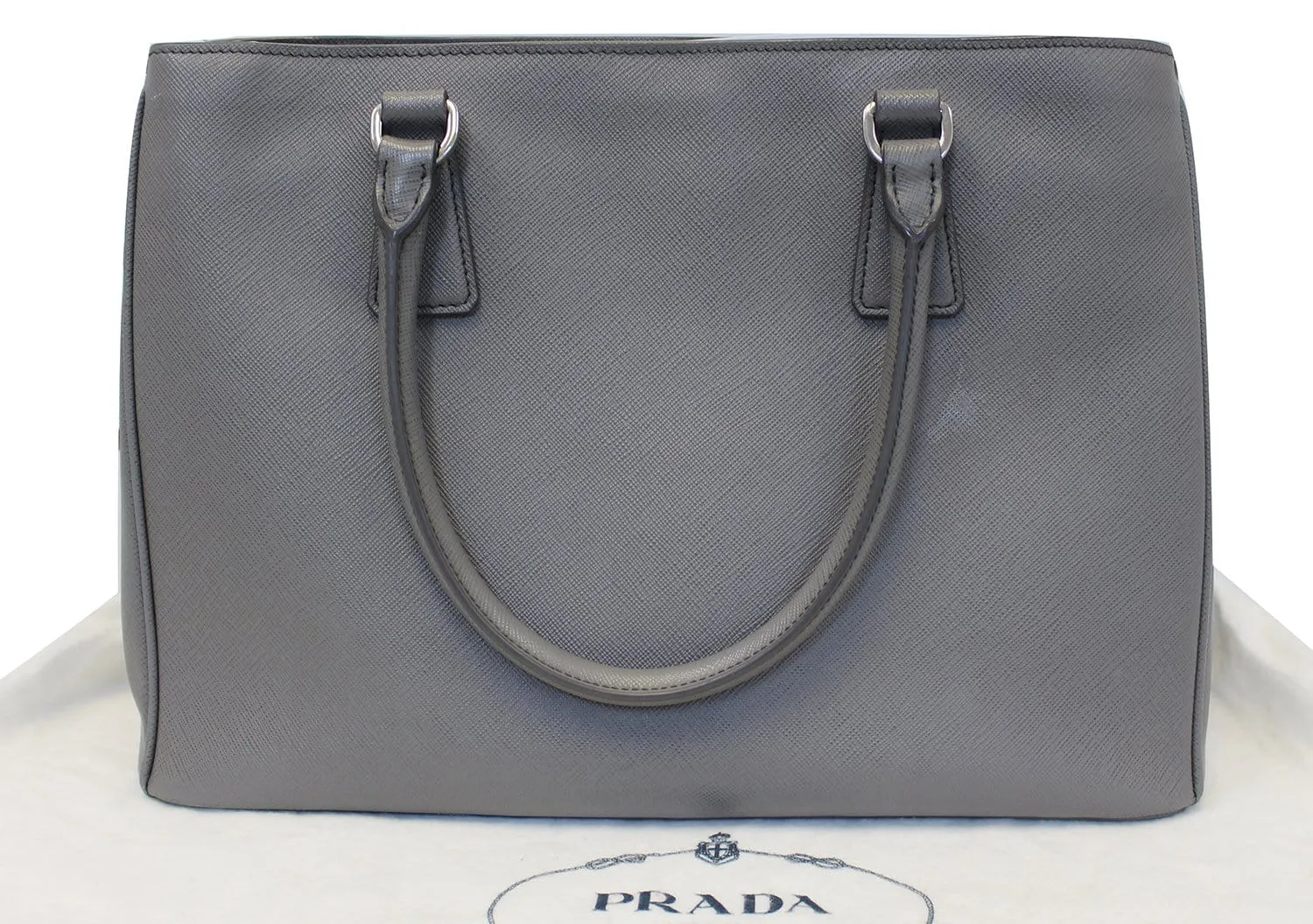 Prada Saffiano Executive Dark Grey Tote Shoulder Bag