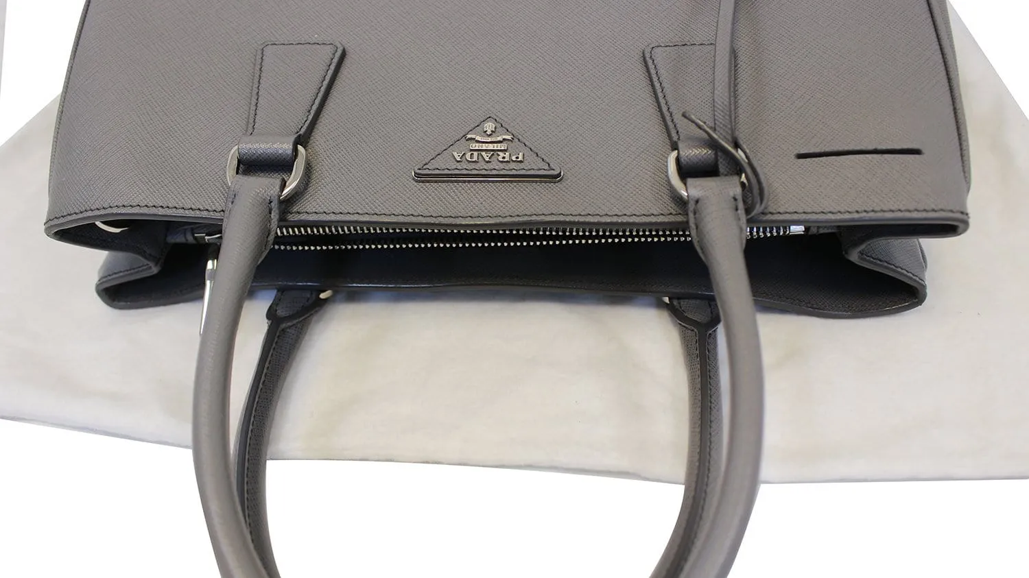 Prada Saffiano Executive Dark Grey Tote Shoulder Bag
