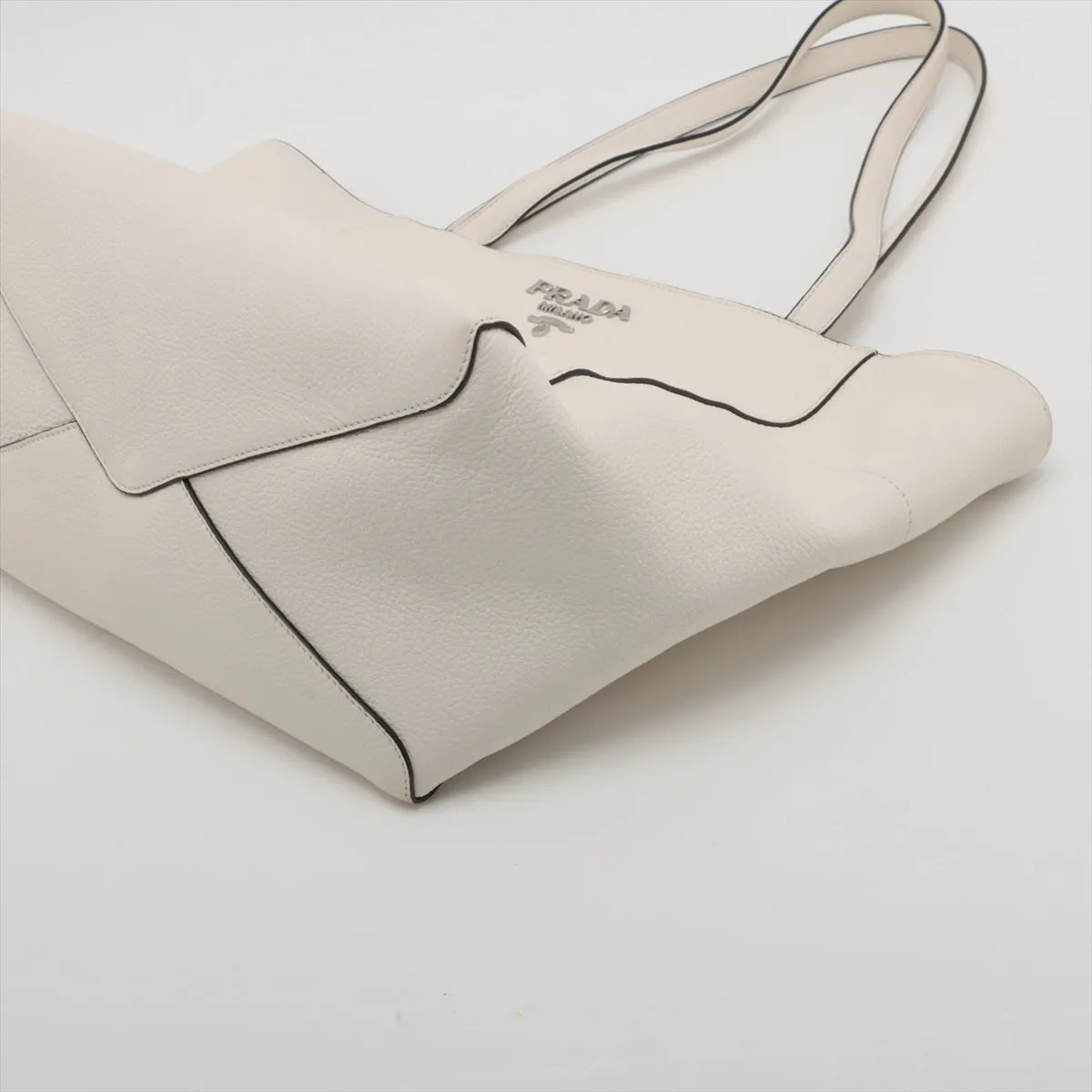Prada Vitello Phenix Leather Tote Bag Bianco