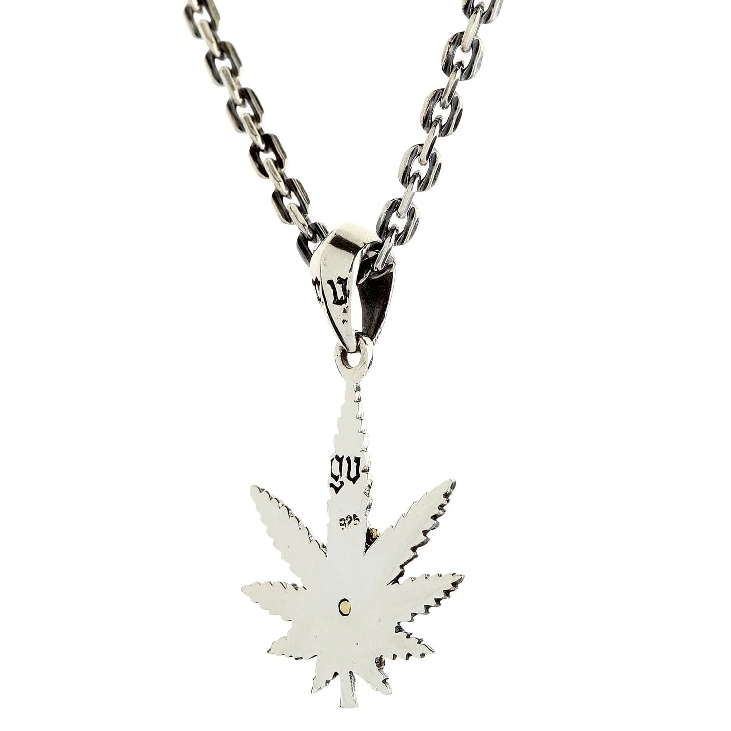 Praying Hands Marijuana Sterling Silver Pendant Necklace