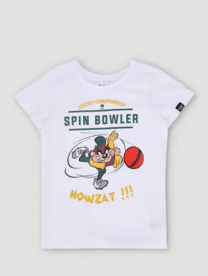 Pre-Boys Cricket Spin Bowler Tee - White