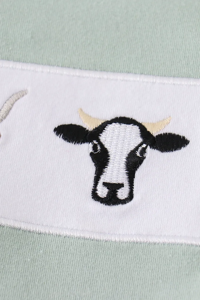 Premium Green Cow Applique Boy Set