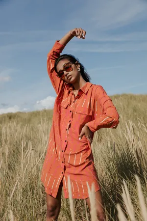 Printed Button Down Shirt Dress