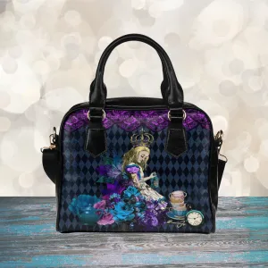 Purple Alice In Wonderland Handbag, Bowler Bag Purse