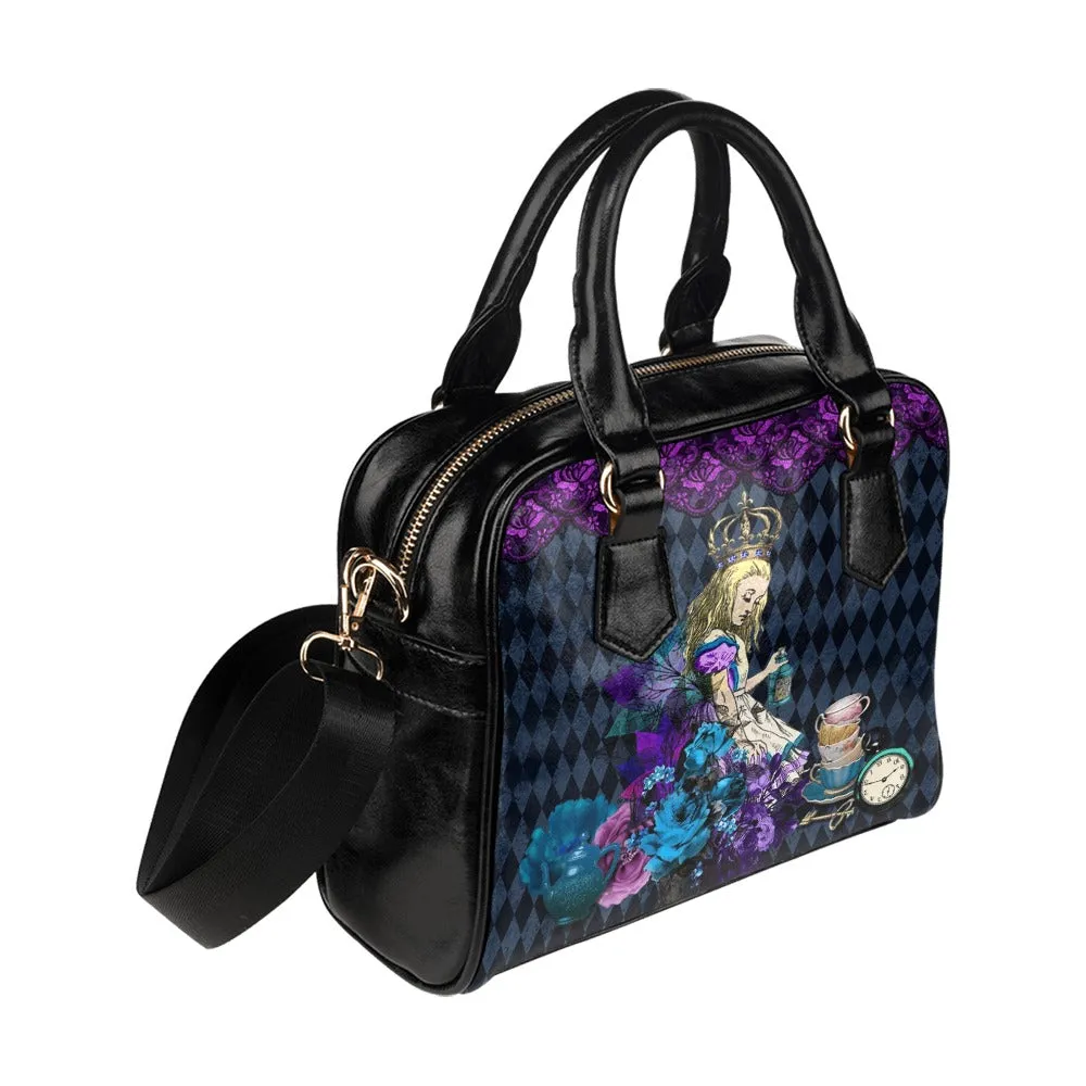 Purple Alice In Wonderland Handbag, Bowler Bag Purse