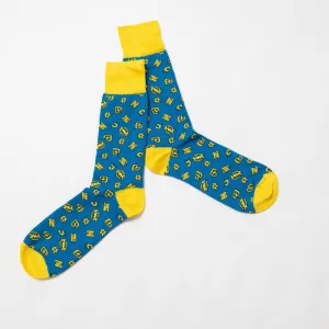 "ADINKRA" DESIGNER SOCKS - BLUE/YELLOW