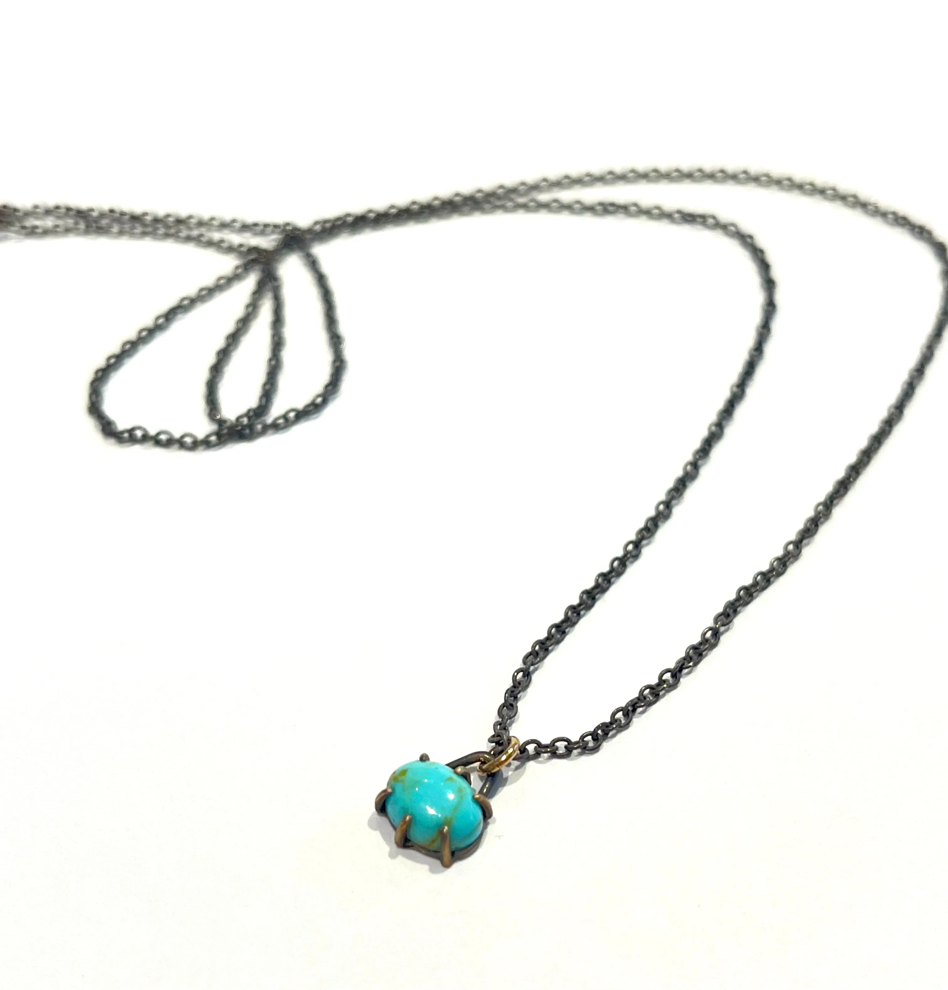 "Small Turquoise Vanity Oval Necklace"
