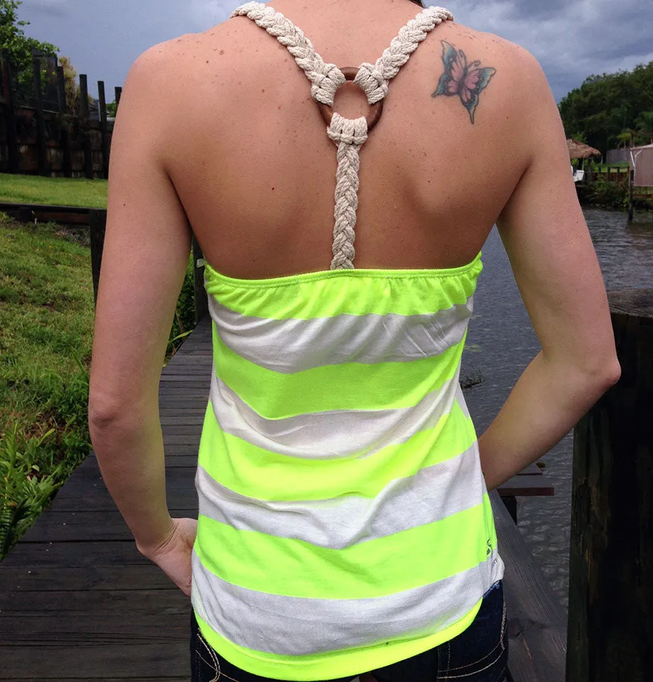 Racerback Tank Top - Country Shore - Rope Anchor - Yellow Striped