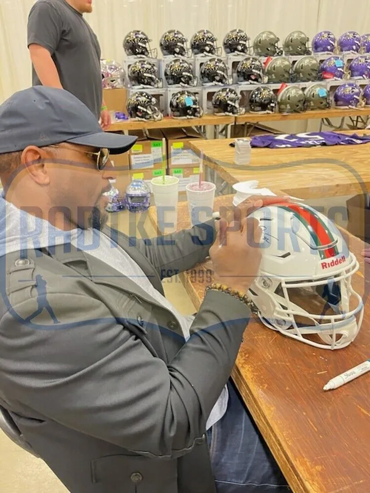 Ray Lewis and Ed Reed Signed Miami Hurricanes Speed Flex Authentic NCAA Helmet