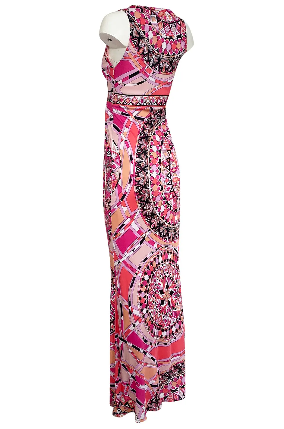 Recent 2000s Emilio Pucci Sleeveless Pink Printed Silk Jersey Dress New w Tags