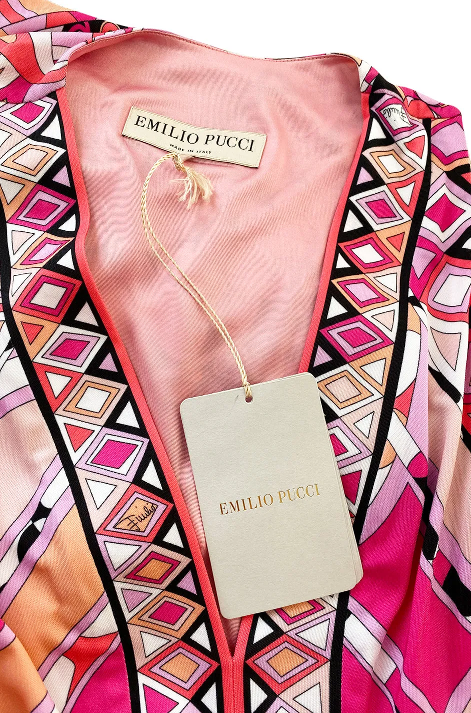 Recent 2000s Emilio Pucci Sleeveless Pink Printed Silk Jersey Dress New w Tags