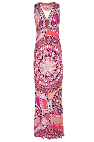 Recent 2000s Emilio Pucci Sleeveless Pink Printed Silk Jersey Dress New w Tags