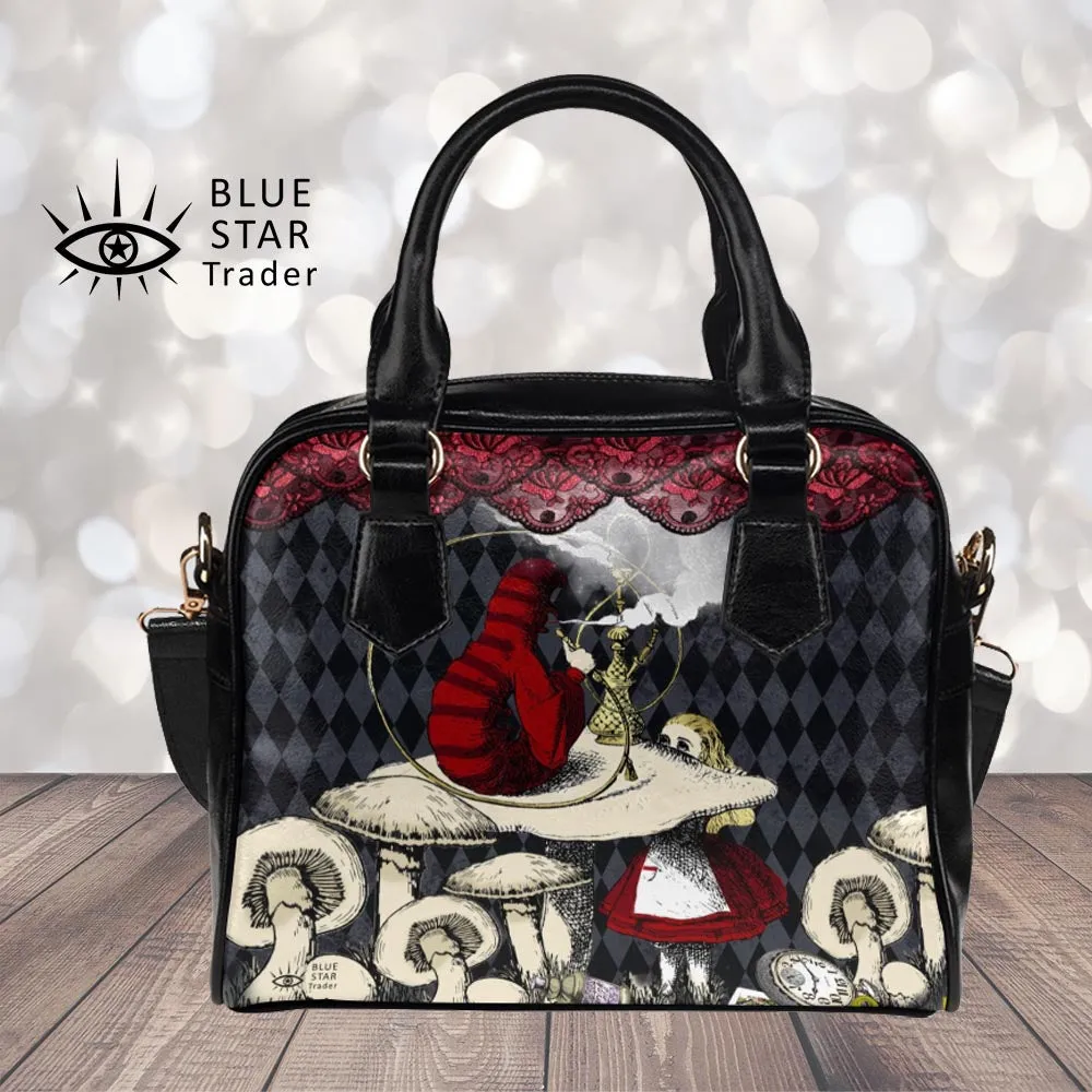 Red Alice In Wonderland Caterpillar Handbag Bowler Bag Purse
