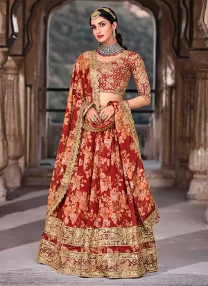 Red Heavy Embroidered Designer Lehenga Choli