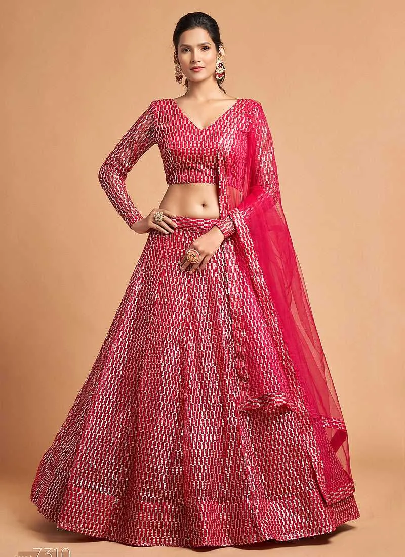 Red Sequin Heavy Embroidered Designer Lehenga Choli