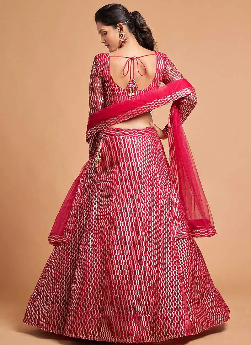 Red Sequin Heavy Embroidered Designer Lehenga Choli