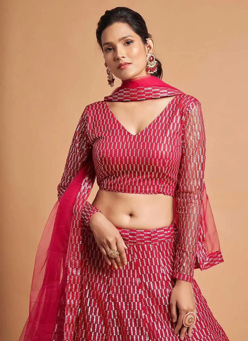 Red Sequin Heavy Embroidered Designer Lehenga Choli