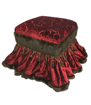 Red Velvet Foot Stool / Vanity Stool