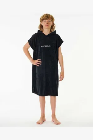 RIP CURL BOYS BRAND HOODED TOWEL - BLACK/GREY
