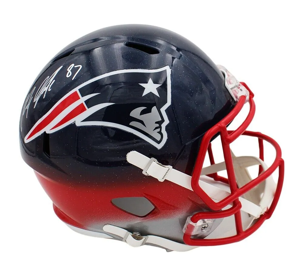 Rob Gronkowski Signed New England Patriots Speed Full Size Cust Blue/Red Helmet