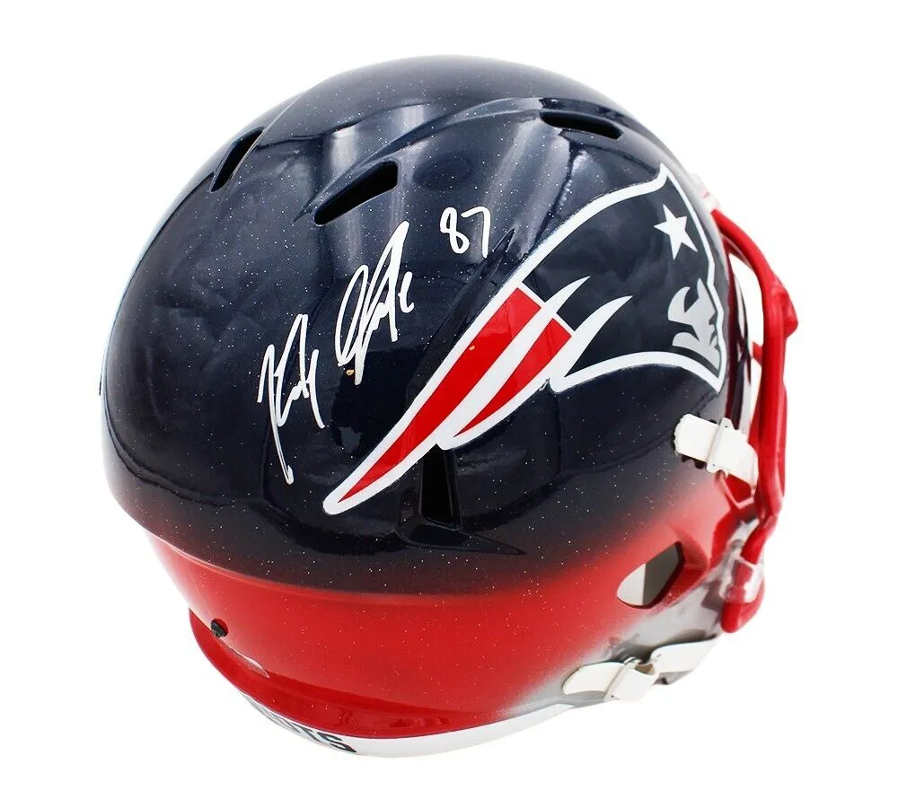 Rob Gronkowski Signed New England Patriots Speed Full Size Cust Blue/Red Helmet