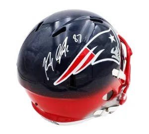 Rob Gronkowski Signed New England Patriots Speed Full Size Cust Blue/Red Helmet