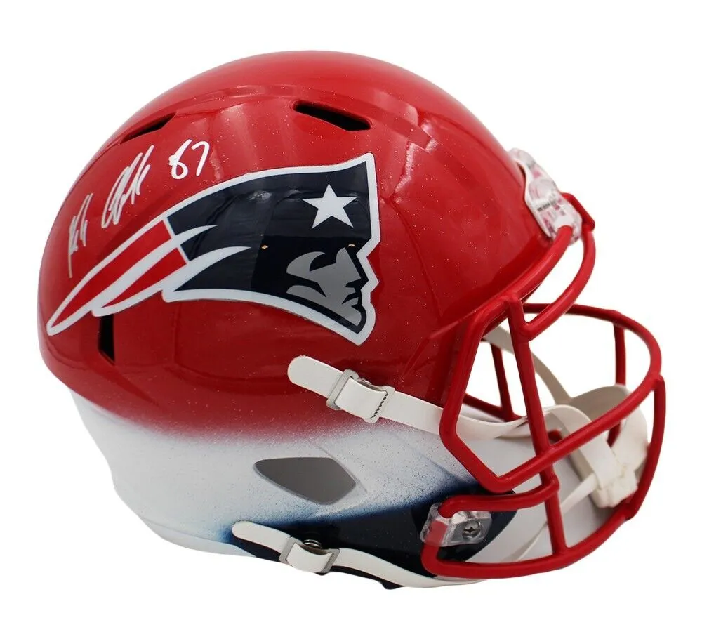 Rob Gronkowski Signed New England Patriots Speed Full Size Cust Red/White Helmet