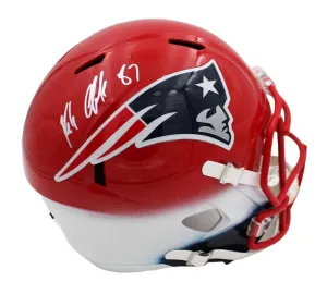Rob Gronkowski Signed New England Patriots Speed Full Size Cust Red/White Helmet