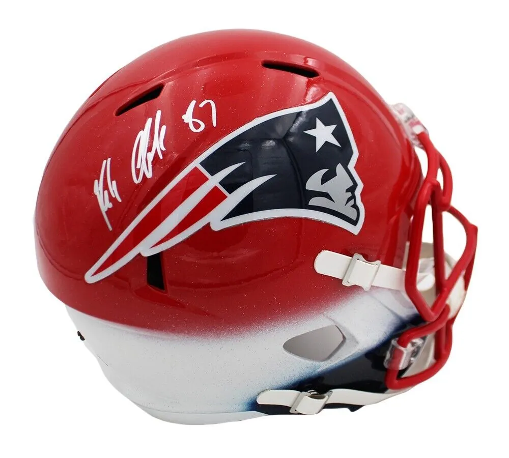 Rob Gronkowski Signed New England Patriots Speed Full Size Cust Red/White Helmet