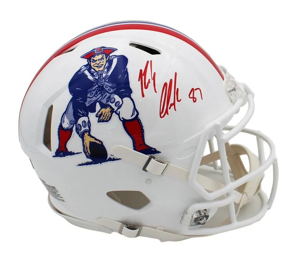 Rob Gronkowski Signed New England Patriots Throwback Speed Auth White NFL Helmet