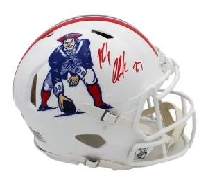 Rob Gronkowski Signed New England Patriots Throwback Speed Auth White NFL Helmet