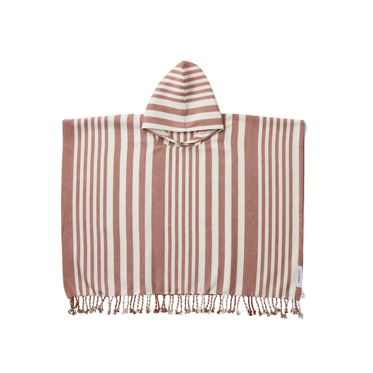 Roomie Poncho - Y/D stripe: Dark rose/creme de la creme