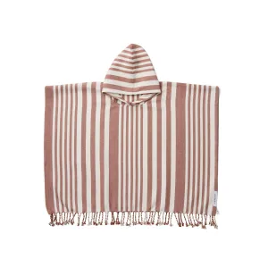 Roomie Poncho - Y/D stripe: Dark rose/creme de la creme
