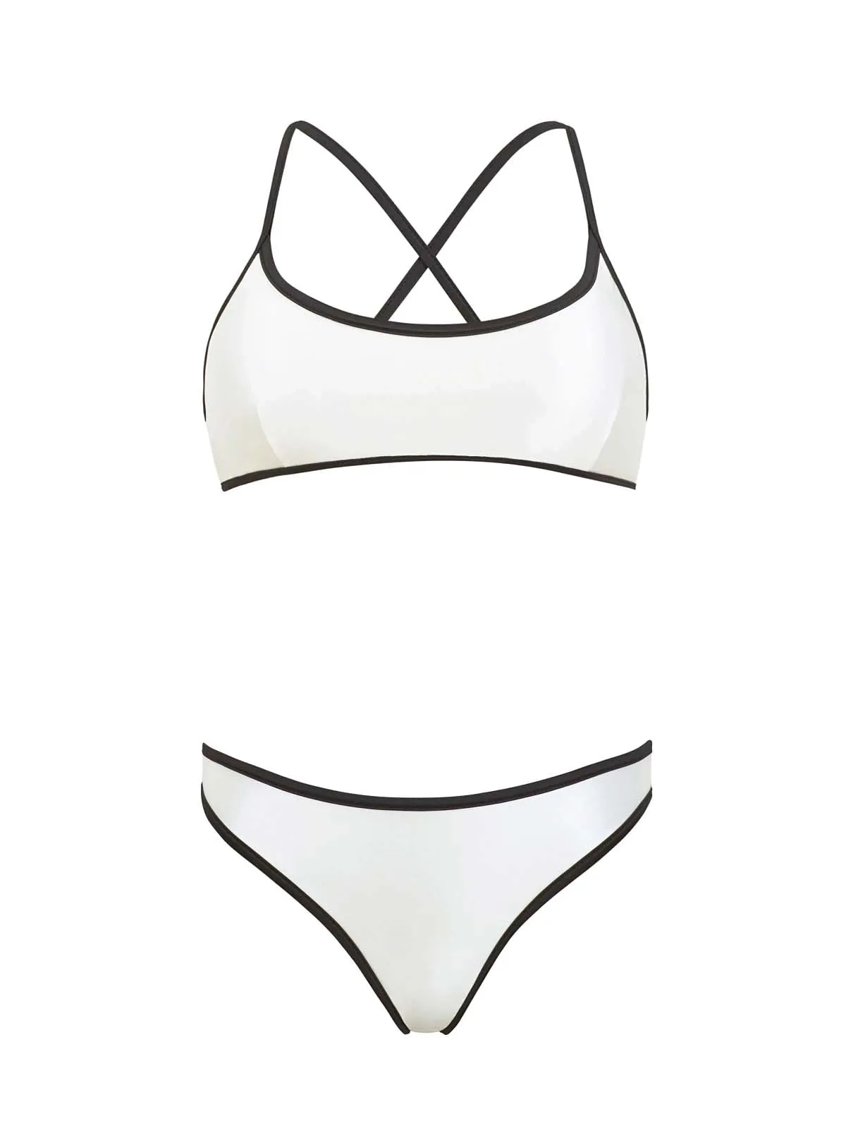 Rosa-Piped Basic Ruched Bikini