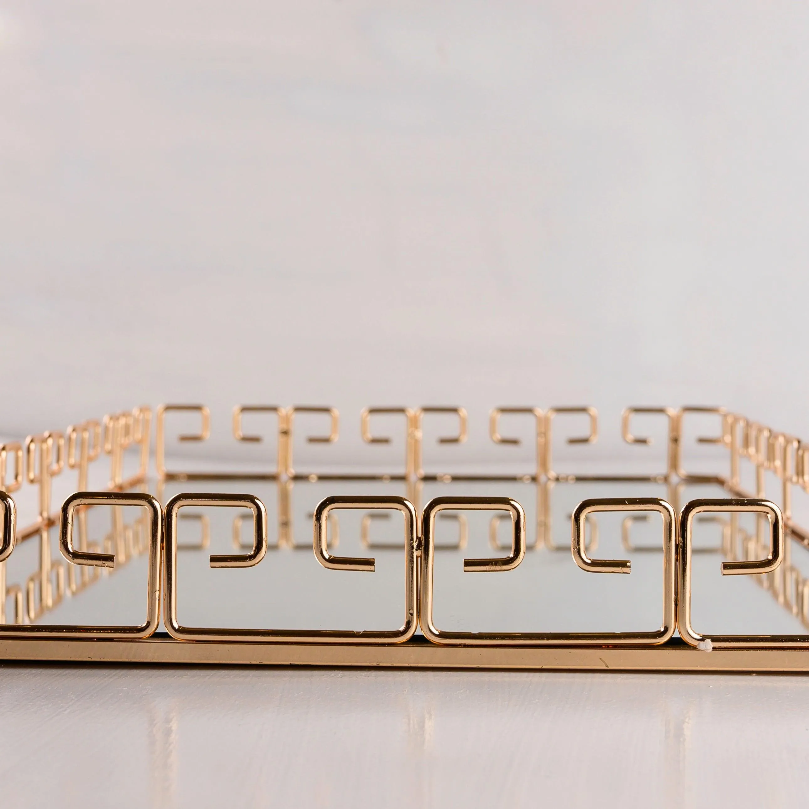 Rose Gold Tartan Mirror Vanity Tray