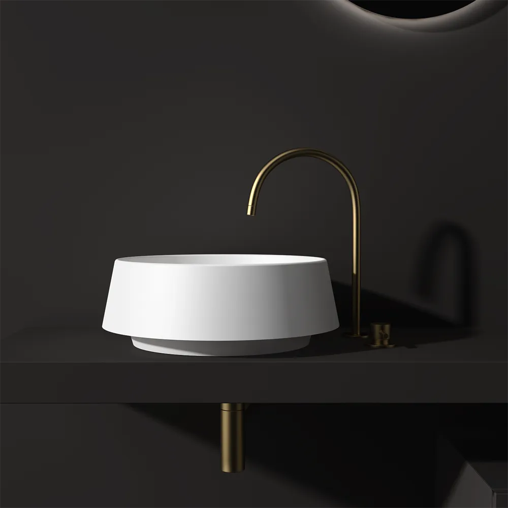 Round angled benchtop basin - STB80-2 - Various colours