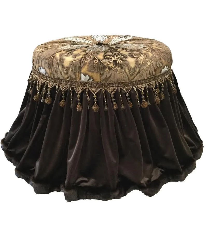 Round Vanity Stool with Rollers (Available in most any of our Fabrics)