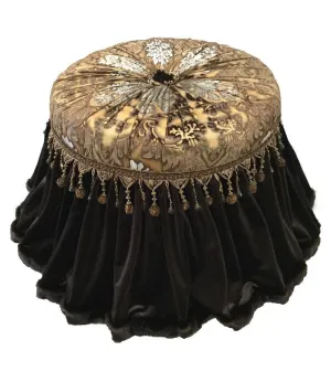 Round Vanity Stool with Rollers (Available in most any of our Fabrics)