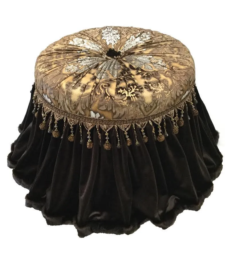 Round Vanity Stool with Rollers (Available in most any of our Fabrics)
