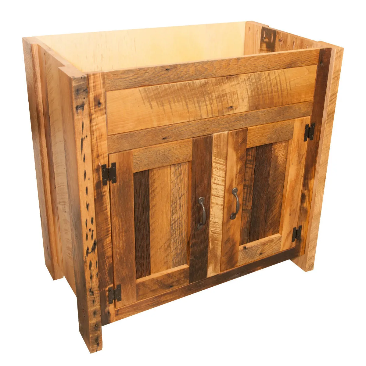 Rustic Reclaimed Wood Vanity Base, No Top
